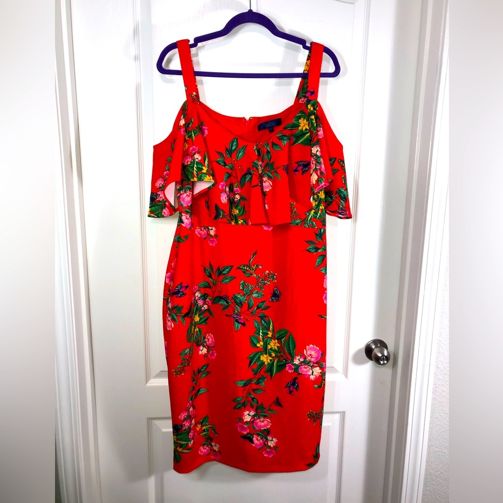 Rachel Roy Plus Size Floral Cold Shoulder Dress
